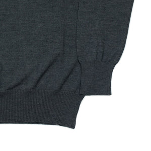 Knit long sleeve polo in charcoal merino wool (restock)