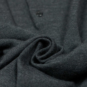 Knit long sleeve polo in charcoal merino wool (restock)