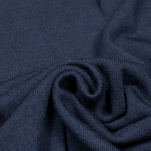 Knit long sleeve polo in navy merino wool (restock)