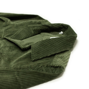 Sahariana shirt-jacket in green multi-wale cotton corduroy