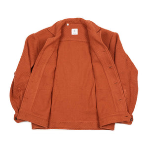 Buttoned blouson jacket in orange basketweave wool