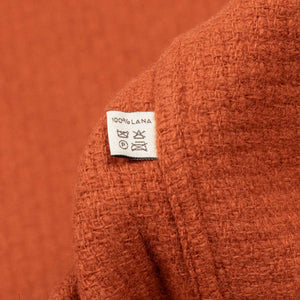 Buttoned blouson jacket in orange basketweave wool