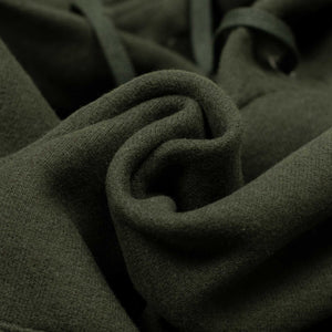 Fleece hooded sweatshirt in dark olive cotton and lyocell