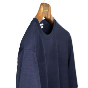 Short sleeve t-shirt in navy washable wool jersey