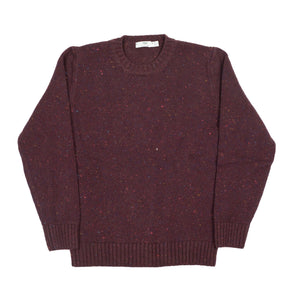 Crewneck sweater in burgundy donegal merino and cashmere