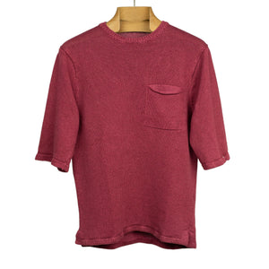 Exclusive knit pocket tee shirt in Raspberry linen