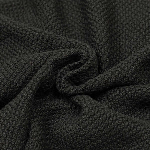 All-over moss stitch crewneck sweater in black linen