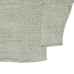 Rolled edge tunic sweater in Papyrus grey mix linen (restock)