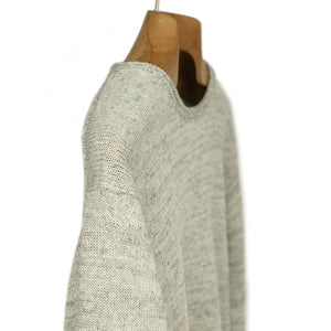 Rolled edge tunic sweater in Papyrus grey mix linen (restock)