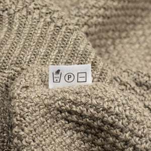 All-over moss stitch crewneck sweater in natural marled linen