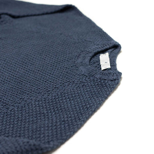 All-over moss stitch crewneck sweater in navy linen