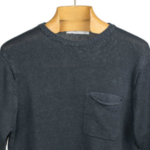Exclusive knit pocket tee in charcoal linen