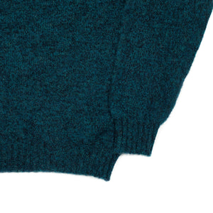 Shaggy brushed Shetland wool crewneck sweater, Dark Teal (restock)