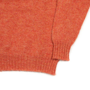 Shaggy brushed Shetland wool crewneck sweater, Flame