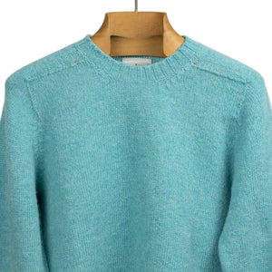 Shetland crew neck sweater, Aqua blue