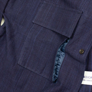 Kimono sleeve overshirt in slubby indigo cotton