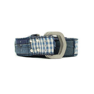 D-ring belt in navy upcycled vintage boro