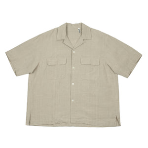 Camp collar shirt in natural washed linen and silk