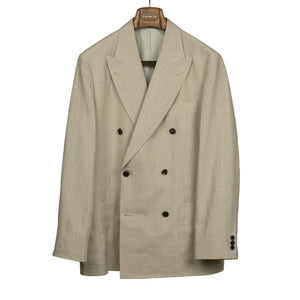 Double-breasted jacket in natural linen and silk (separates)