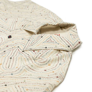 Chintan camp shirt in natural cotton with all-over Kantha hand embroidery