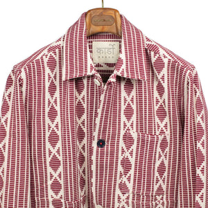 Bodhi chore jacket in red and white heavy cotton jacquard