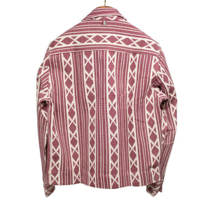Bodhi chore jacket in red and white heavy cotton jacquard