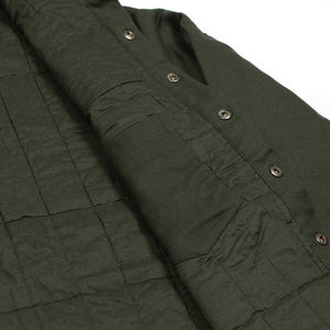 Woody jacket in lightly quilted olive cotton herringbone