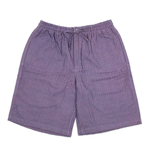 Kobe relaxed drawstring shorts in lavender lace embroidered cotton