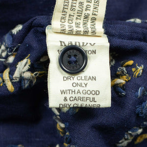 Ronen camp collar shirt in indigo khadi cotton with geometric embroidery