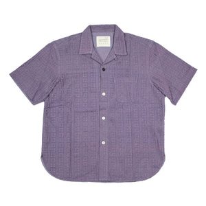 Ronen camp shirt in lavender lace embroidered cotton