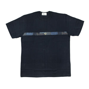 Crewneck t-shirt in navy with boro trim