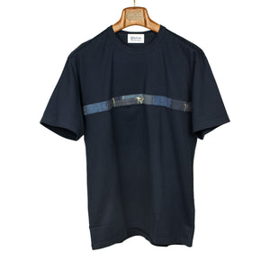 Crewneck t-shirt in navy with boro trim