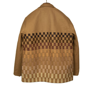 Basketweave coaches jacket in biege gradient poly