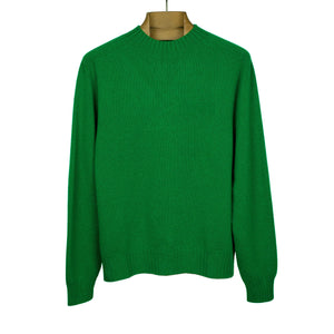 Mockneck sweater in kelly green 4-ply cashmere