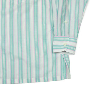 Come-Up-To-The-Studio shirt in aqua and lilac stripe cotton voile