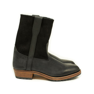Half Gardian boots in black shearling and calf
