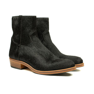 Clint side-zip boots in black hair-on calf