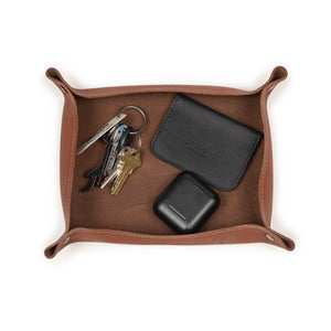 Valet tray in brown Suportlo calf leather