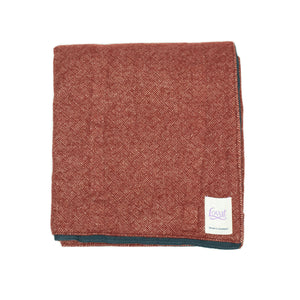Waxed back picnic blanket in deco brick-red and ecru lambswool