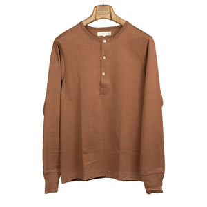 'Tan' brown heavy cotton long-sleeve 206 Henley