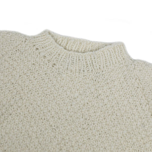 Chamula handknit "double rice grain"pullover in ivory merino wool (restock)