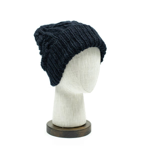 Chamula handknit fisherman hat in dark navy merino wool (restock)