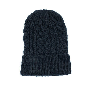 Chamula handknit fisherman hat in dark navy merino wool (restock)