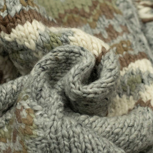 Chamula handknit cowichan style zipped cardigan in pearl grey Fair Isle merino wool (restock)