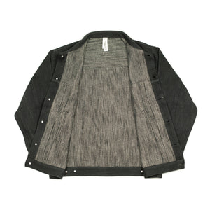 Type 2 trucker jacket in black slubby handwoven cotton denim