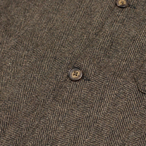 Labura chore coat in brown and black herringbone brushed wool
