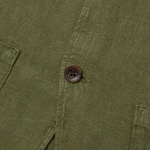 Labura unlined chore jacket in olive green washed linen (restock)