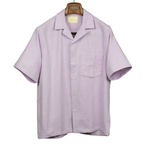 Pique camp collar shirt in lavender gauzy cotton