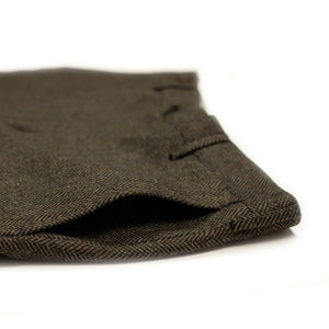 Tweed-like trousers in brown herringbone wool cashmere (restock)