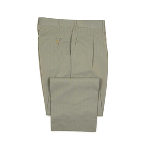 Exclusive Brooklyn double-pleated high-rise wide trousers in sage cotton Solaro